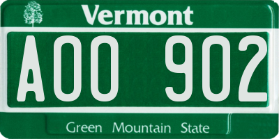 VT license plate AOO902