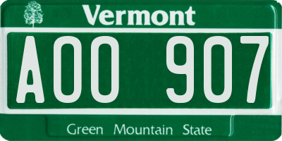 VT license plate AOO907
