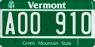 VT license plate AOO910