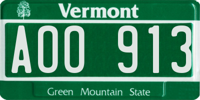VT license plate AOO913