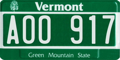 VT license plate AOO917