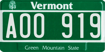 VT license plate AOO919