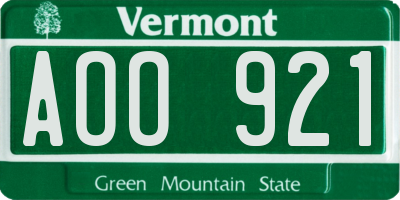 VT license plate AOO921