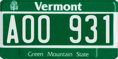 VT license plate AOO931