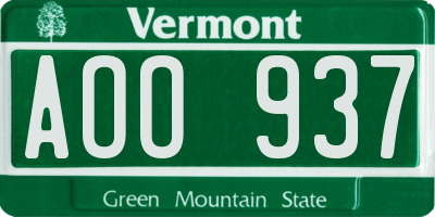 VT license plate AOO937