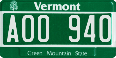 VT license plate AOO940