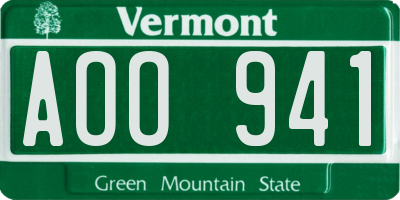 VT license plate AOO941