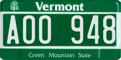 VT license plate AOO948