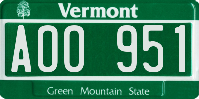 VT license plate AOO951