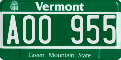 VT license plate AOO955