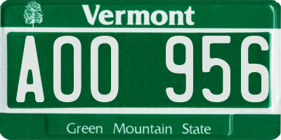 VT license plate AOO956