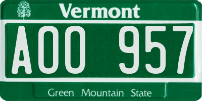 VT license plate AOO957