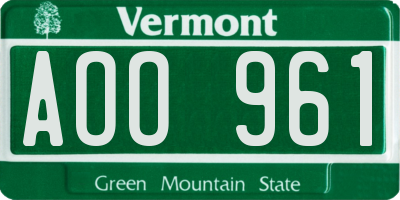 VT license plate AOO961