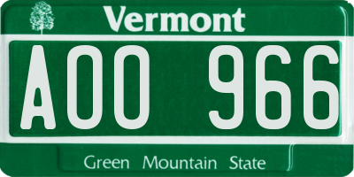 VT license plate AOO966