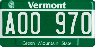VT license plate AOO970