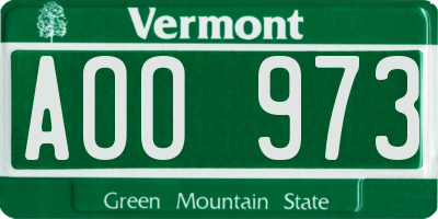 VT license plate AOO973