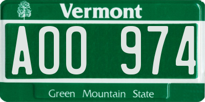 VT license plate AOO974