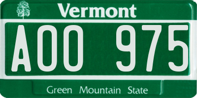 VT license plate AOO975