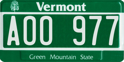 VT license plate AOO977