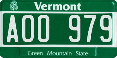 VT license plate AOO979