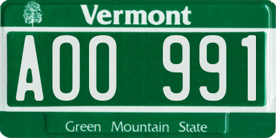 VT license plate AOO991