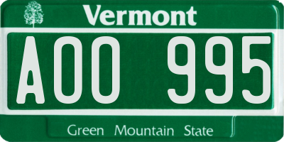 VT license plate AOO995