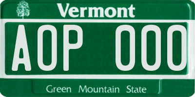 VT license plate AOP000