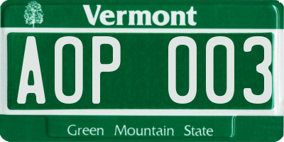 VT license plate AOP003