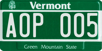 VT license plate AOP005