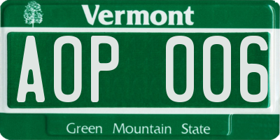 VT license plate AOP006
