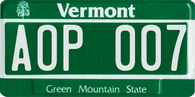 VT license plate AOP007