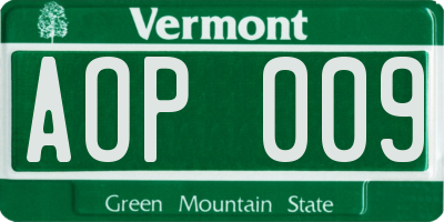 VT license plate AOP009
