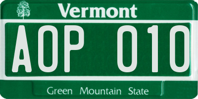 VT license plate AOP010