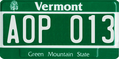 VT license plate AOP013