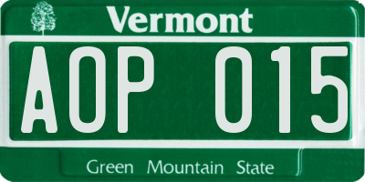 VT license plate AOP015