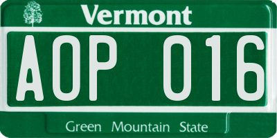 VT license plate AOP016