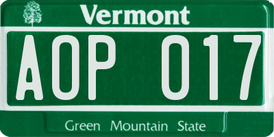 VT license plate AOP017