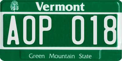 VT license plate AOP018