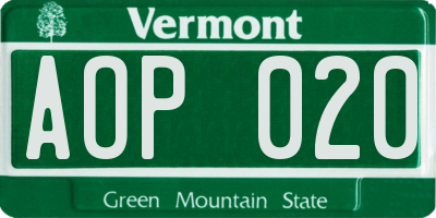 VT license plate AOP020