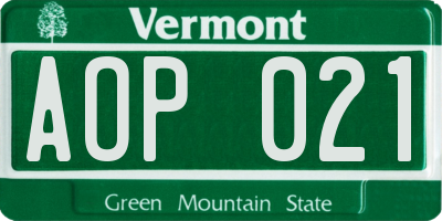 VT license plate AOP021