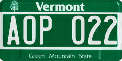 VT license plate AOP022
