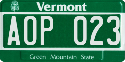 VT license plate AOP023