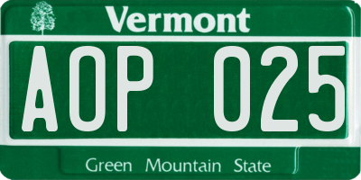 VT license plate AOP025
