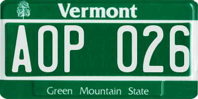 VT license plate AOP026
