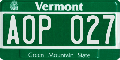 VT license plate AOP027