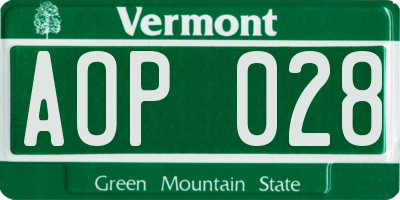 VT license plate AOP028