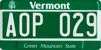 VT license plate AOP029