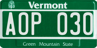 VT license plate AOP030