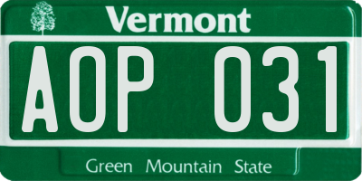 VT license plate AOP031