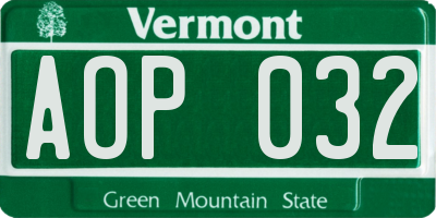 VT license plate AOP032